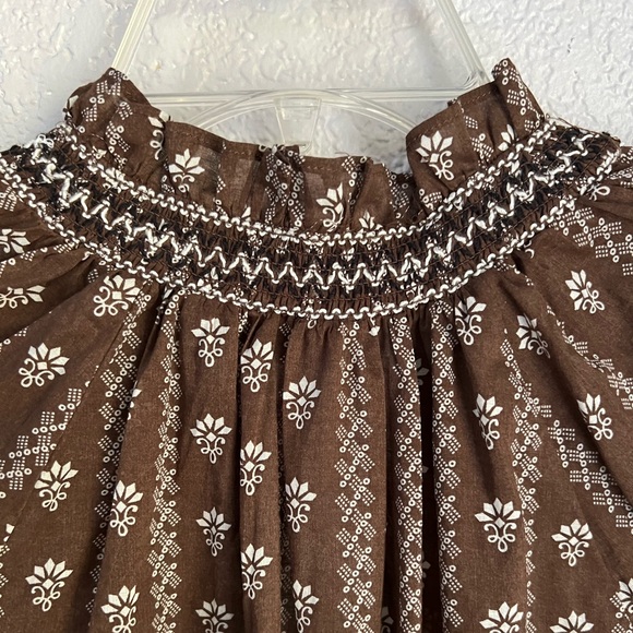Veronica Beard Brown White Floral Casual Boho Bohemian Designer Mini Dress M - Picture 9 of 13